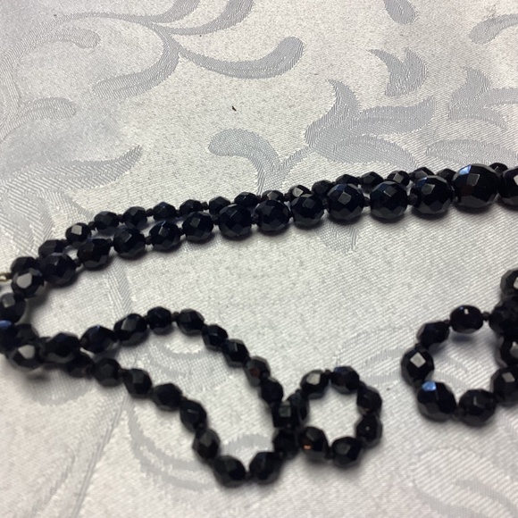 Vintage Czech Jet Crystal Beads Mourning Necklace besutiful MOMS COLLECTIONS - Picture 5 of 8